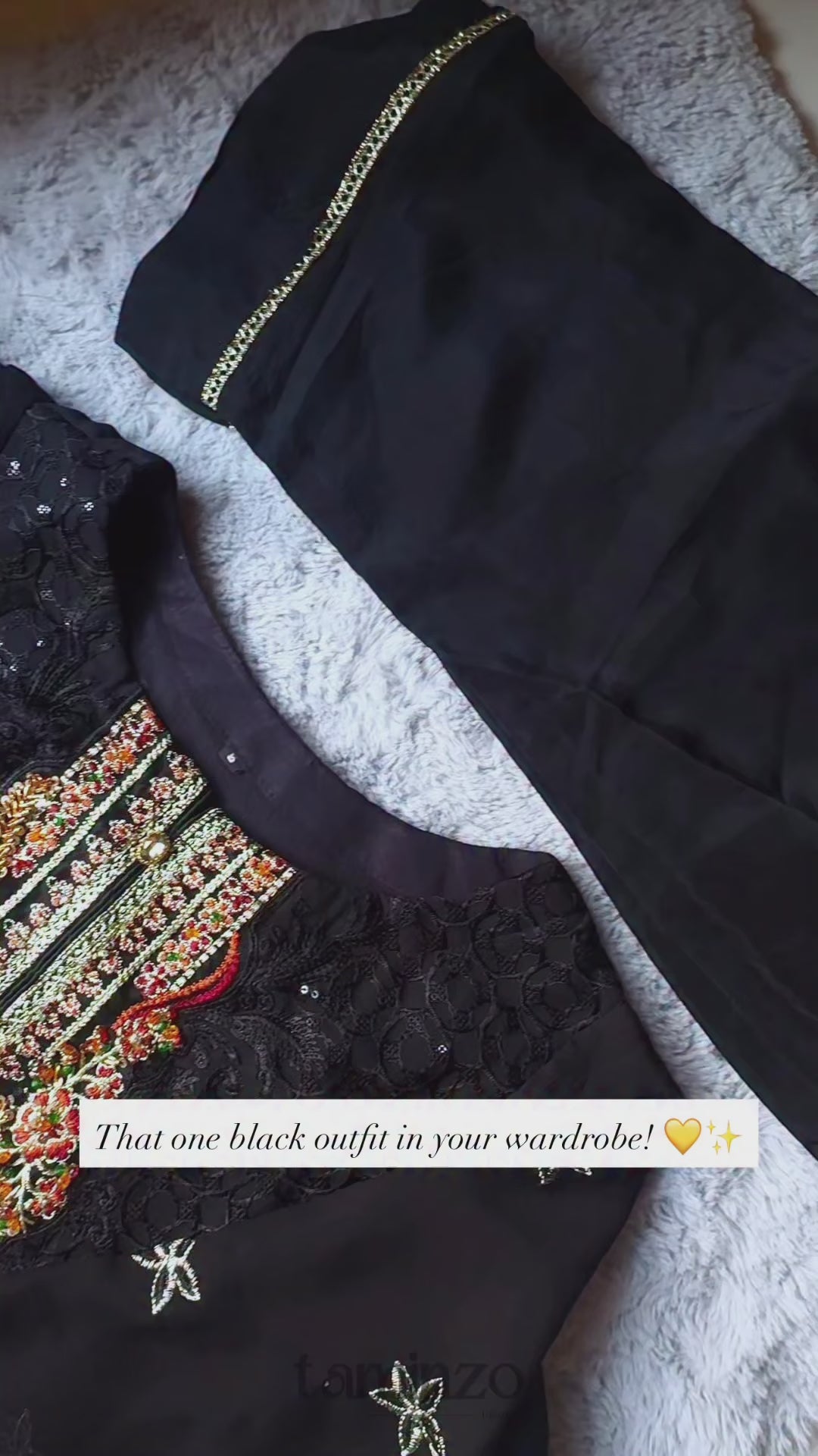 Black-Noori Chiffon Embellished Stitched 3-Piece Suit-BCE26011