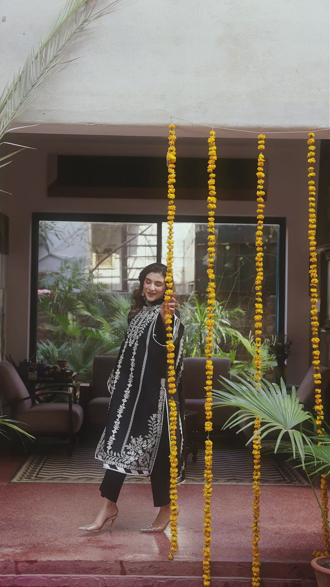 Black Mahnur Satrangi Lawn'26 Embroidered Stitched 3-Piece Suit-ST-01