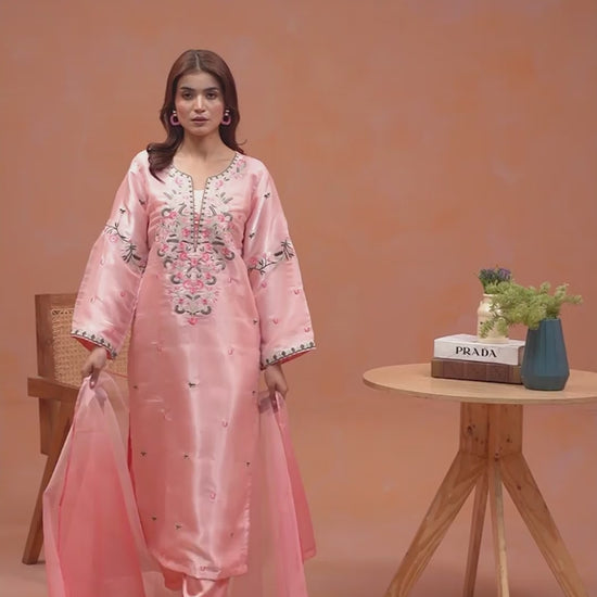 Tawakal Closet Sheesha Silk Embroidered Stitched 3-Piece Suit-Aria