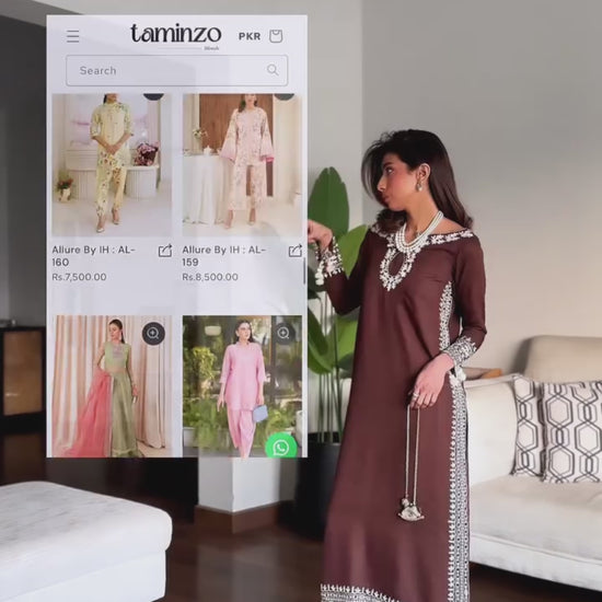 Allure By IH Luxury Pret Raw Silk Embellished Stitched 3-Piece Suit-Raha
