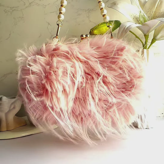 Tea Pink Orya's Fur Clutch