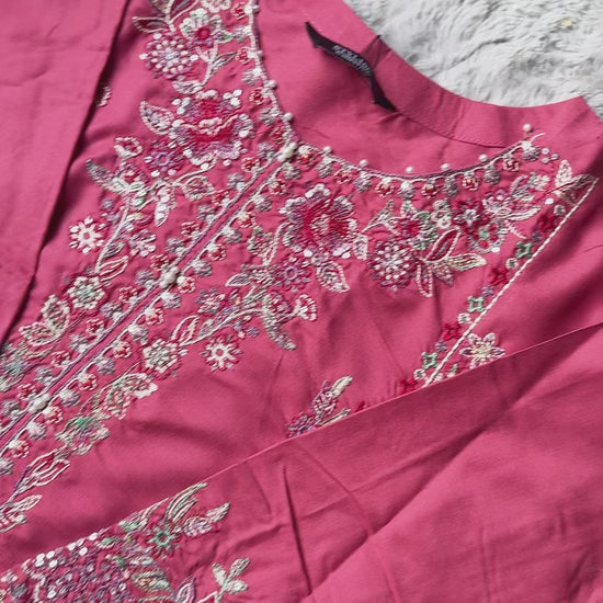 Stylish Collection Royal Pret Linen Embroidered Stitched 3-Piece Suit-Dusty Rose