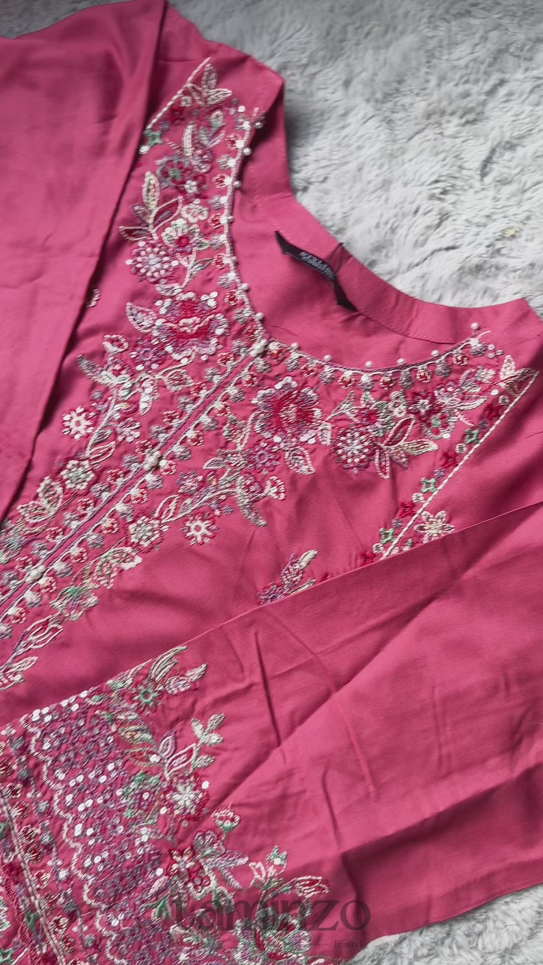 Stylish Collection Royal Pret Linen Embroidered Stitched 3-Piece Suit-Dusty Rose