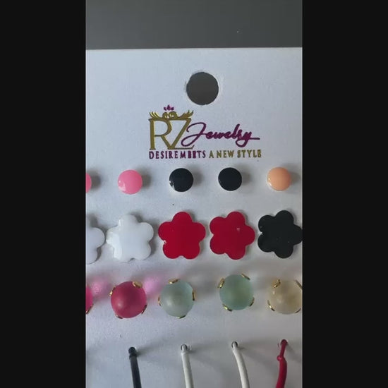 Multi Glitter Jewellery Assorted Stud Earrings Set