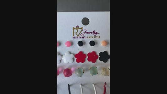 Multi Glitter Jewellery Assorted Stud Earrings Set