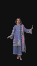 Blue Binilyas Suroor Lawn'26 Embroidered Unstitched 3-Piece Suit-242-B