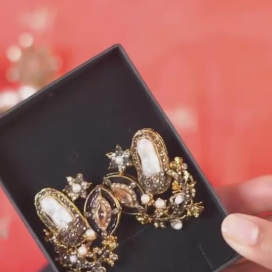 Durwaj's Pearl Embellished Stud Earrings-DW-009