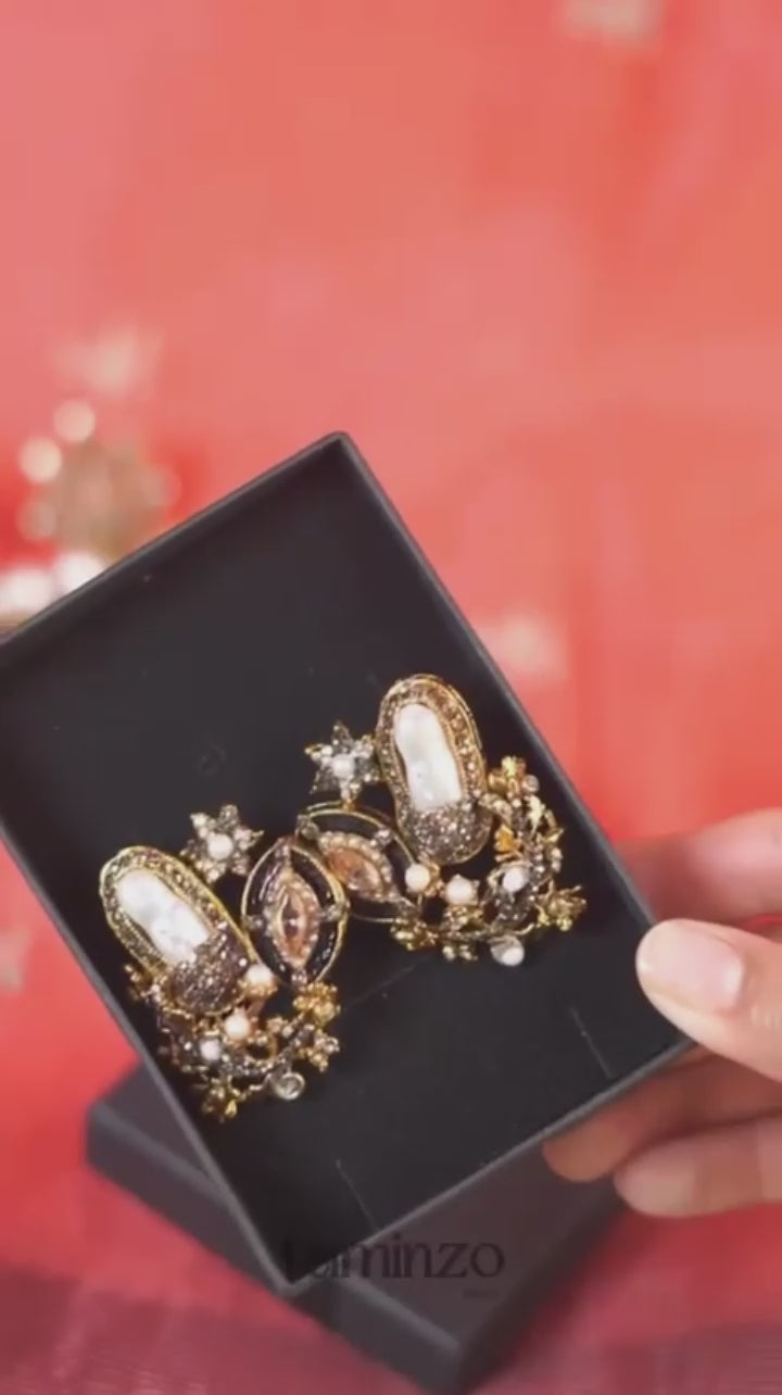 Durwaj's Pearl Embellished Stud Earrings-DW-009