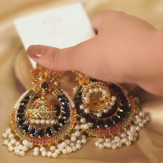 Orya Jewellery Jhumka Pearl Earrings-Multi