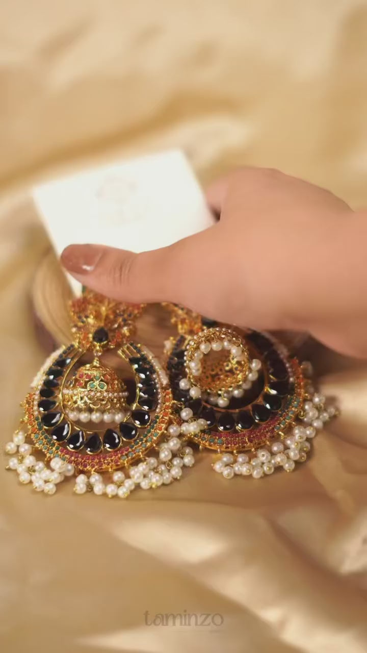 Orya Jewellery Jhumka Pearl Earrings-Multi