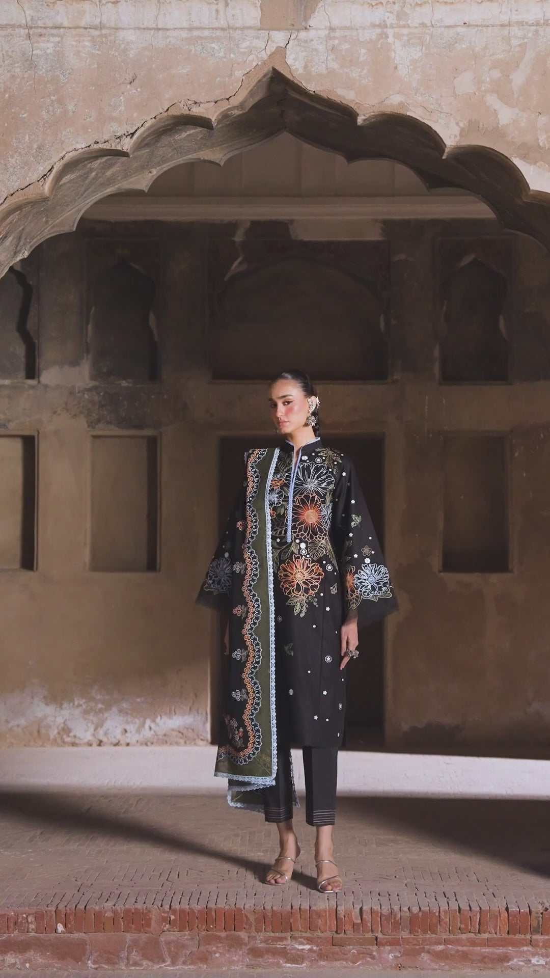 Black Binilyas Suroor Lawn'26 Embroidered Unstitched 3-Piece Suit-244-A