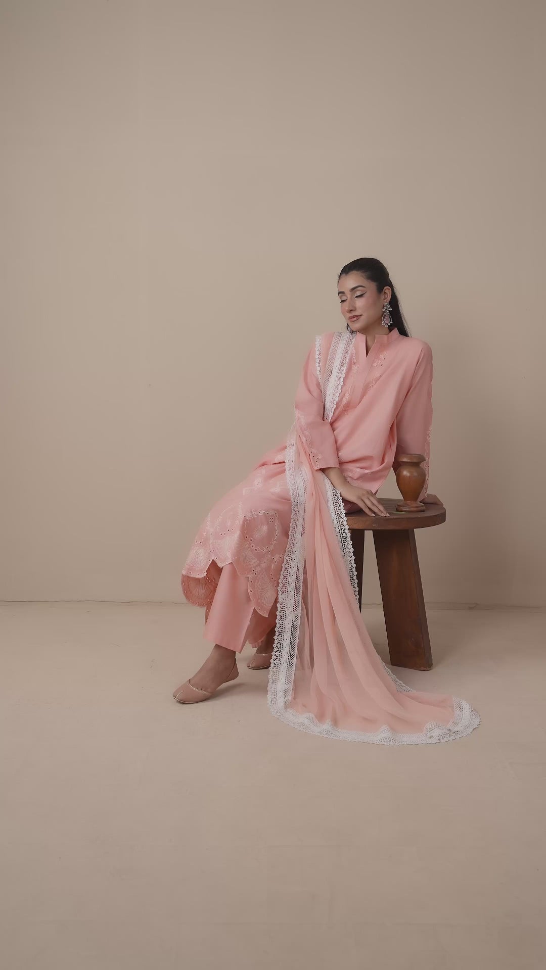 Pink Stylish Collection Mahani Lawn Embroidered Stitched 3-Piece Suit-Vaneeza