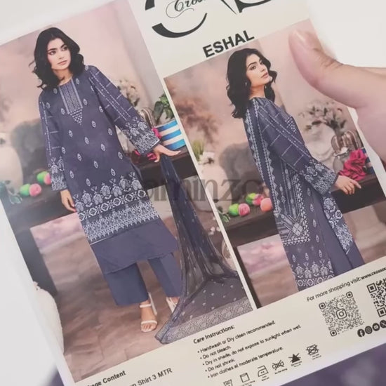 Cross Sketch Lawn Printed Unstitched 2-Piece Suit-Eshal