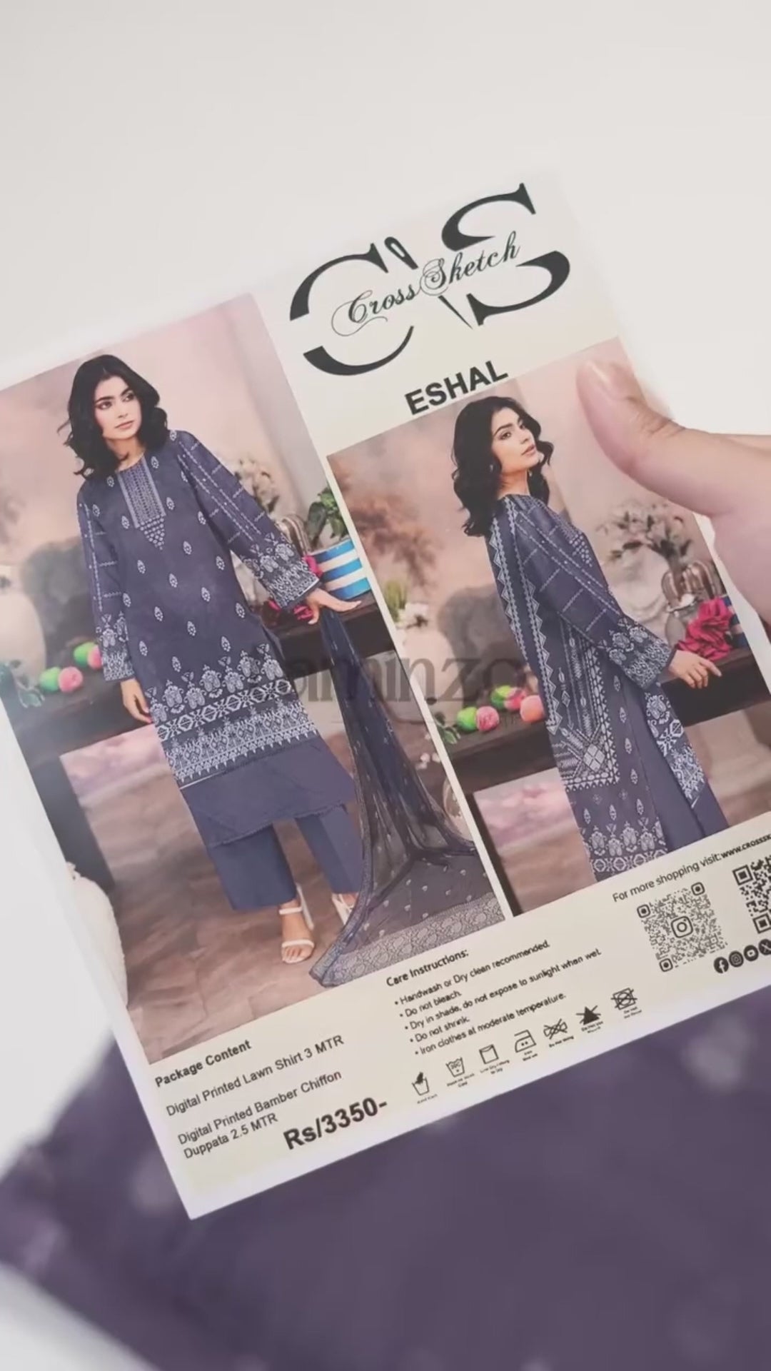 Cross Sketch Lawn Printed Unstitched 2-Piece Suit-Eshal