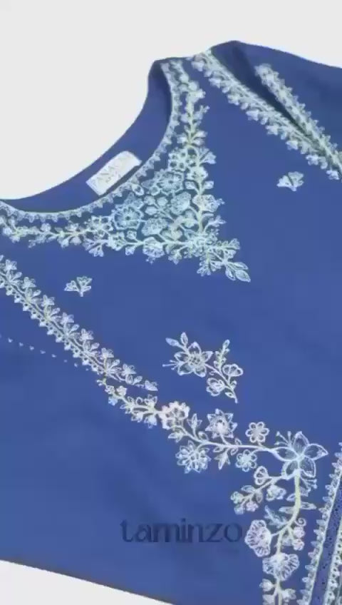 Panache Apparel Winter Whisper Linen Embroidered Stitched Suit-Frosted Dew