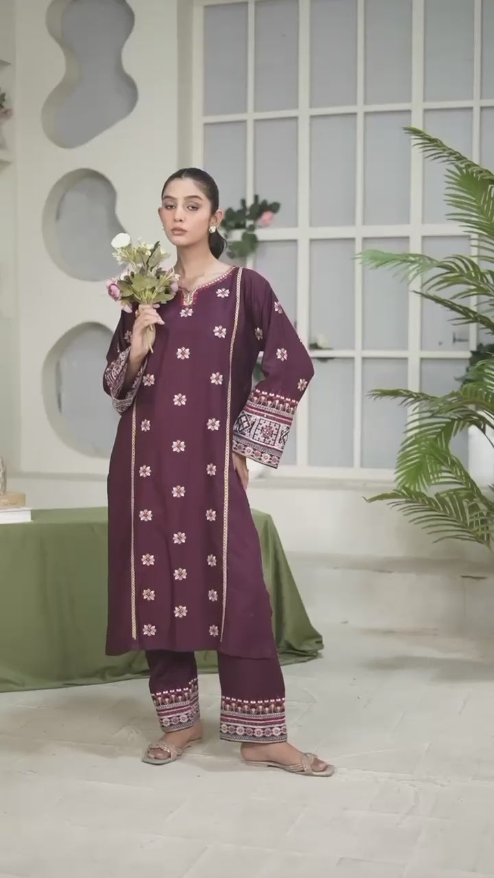 Stylish Collection Aaraish Linen Embroidered Stitched 2-Piece Suit-Nazakat