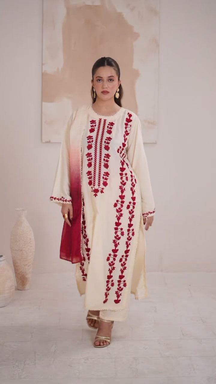 Stylish Collection Luxe Edit Linen Embroidered Stitched 3-Piece Suit-Aizal