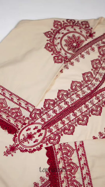 Zeephire Dhanak Embroidered Stitched 3-Piece Suit-Abira