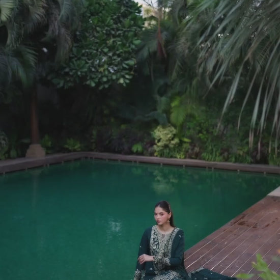 Green-Mahnur Shanaya Lawn Vol 2 Embroidered Stitched 3-Piece Suit-SH-13