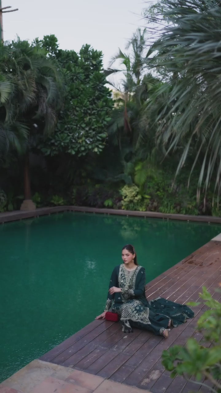 Green-Mahnur Shanaya Lawn Vol 2 Embroidered Stitched 3-Piece Suit-SH-13
