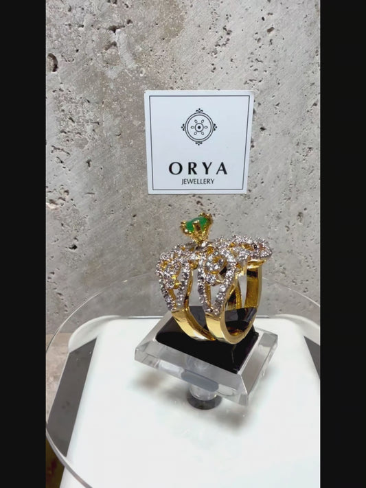Orya Jewellery Adjustable Zircon Ring-Green R23