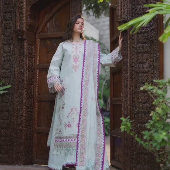 Green-Mahnur Shanaya Lawn Vol 2 Embroidered Stitched 3-Piece Suit-SH-12