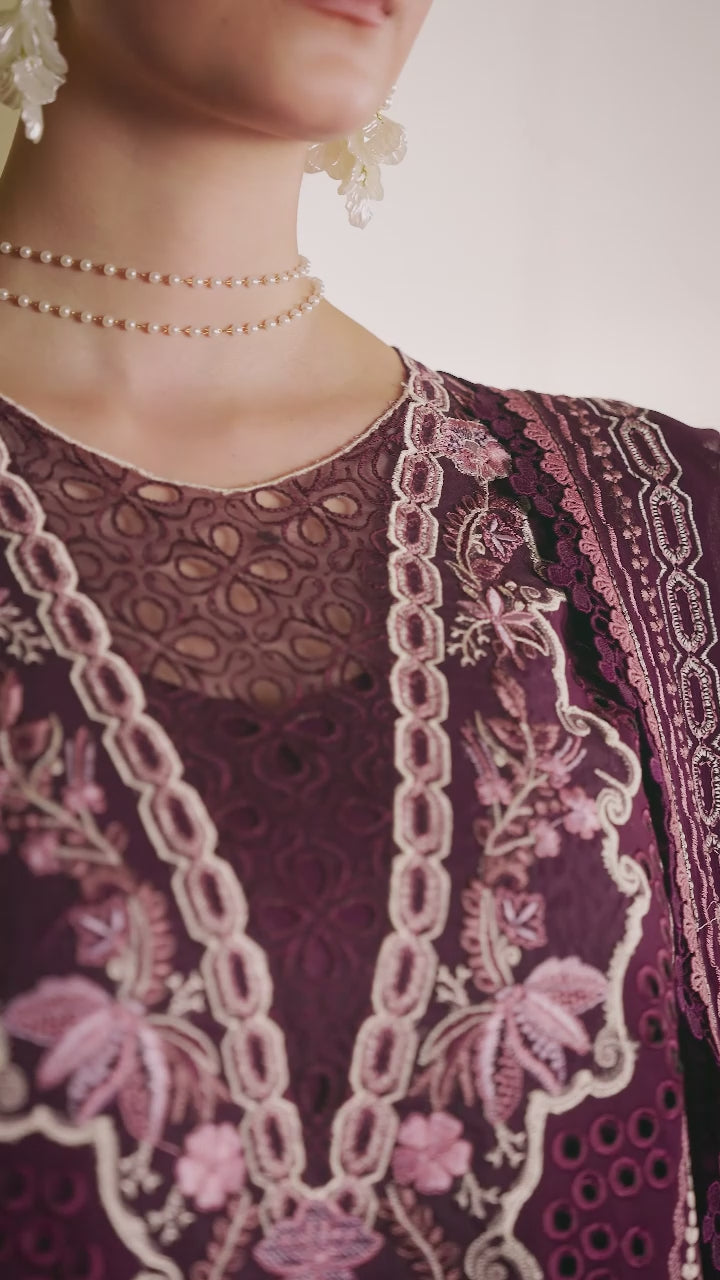 Mulberry-Mahnur Morbagh Luxury Lawn'26 Embroidered Unstitched 3-Piece Suit-M-02