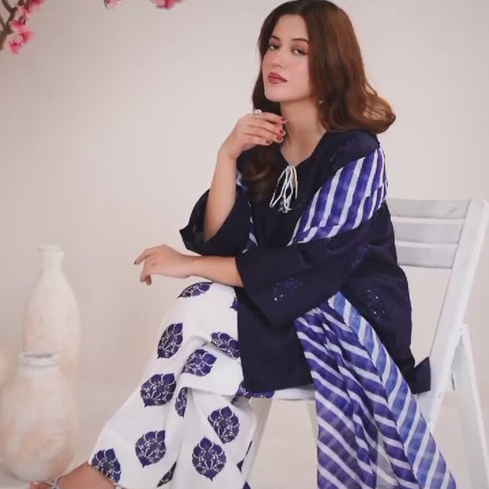 Stylish Collection Luxe Edit Cotton Embroidered Stitched 3-Piece Suit-Salina