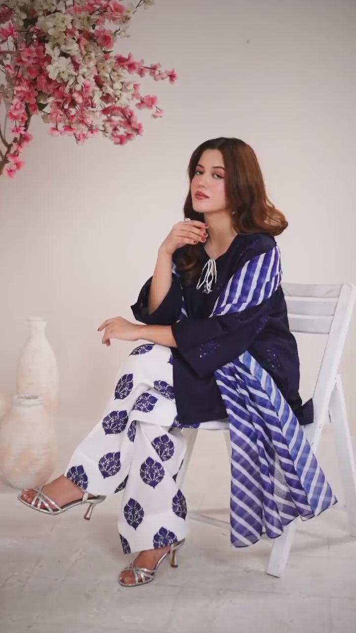 Stylish Collection Luxe Edit Cotton Embroidered Stitched 3-Piece Suit-Salina