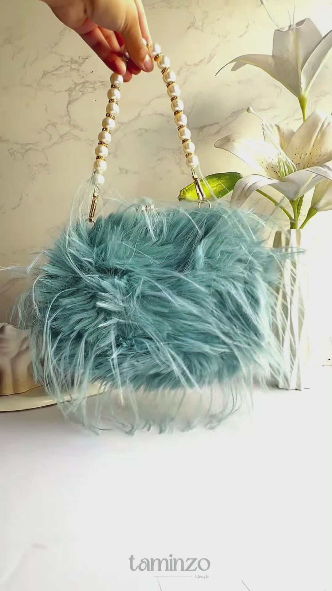 Blue Orya's Fur Clutch