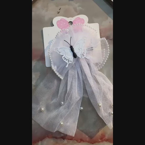 White Glitter Jewellery Butterfly Hair Bow
