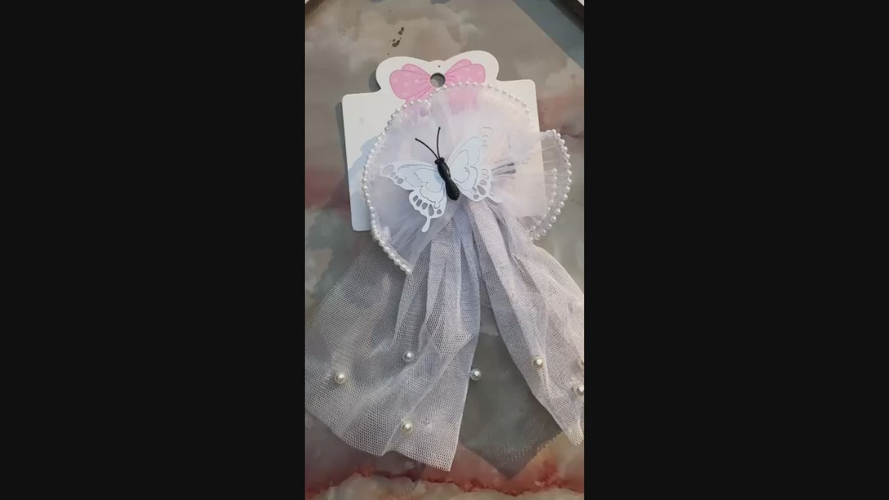 White Glitter Jewellery Butterfly Hair Bow