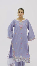 Kachy Dhaagy Lawn Embroidered Stitched 3-Piece Suit-Eilara
