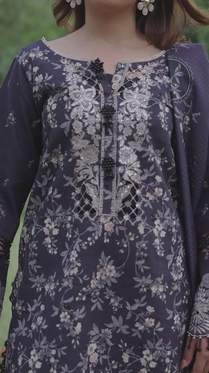 Parishay Rang e Sarma Khaddar Embroidered Stitched 3-Piece Suit-SAR-12