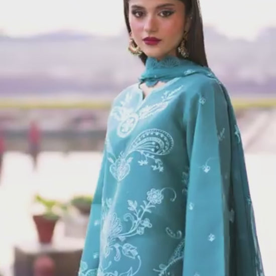 Mahnur Gul Luxury Lawn'26 Embroidered Unstitched 3-Piece Suit-G-009