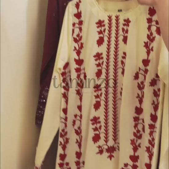 Stylish Collection Luxe Edit Linen Embroidered Stitched 3-Piece Suit-Aizal