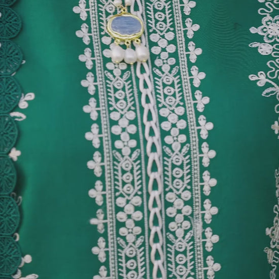 Green-Mahnur Morbagh Luxury Lawn'26 Embroidered Stitched 3-Piece Suit-M-09