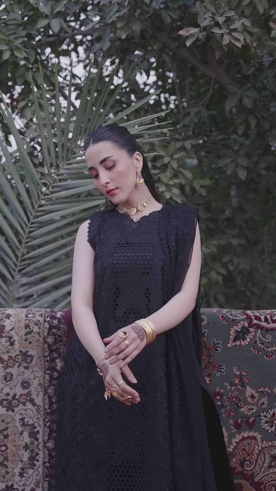 Black Mahnur Satrangi Lawn'26 Embroidered Stitched 3-Piece Suit-ST-12