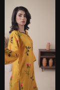 Yellow Stylish Collection Mahani Silk Grip Printed Stitched 3-Piece Suit-Marigold