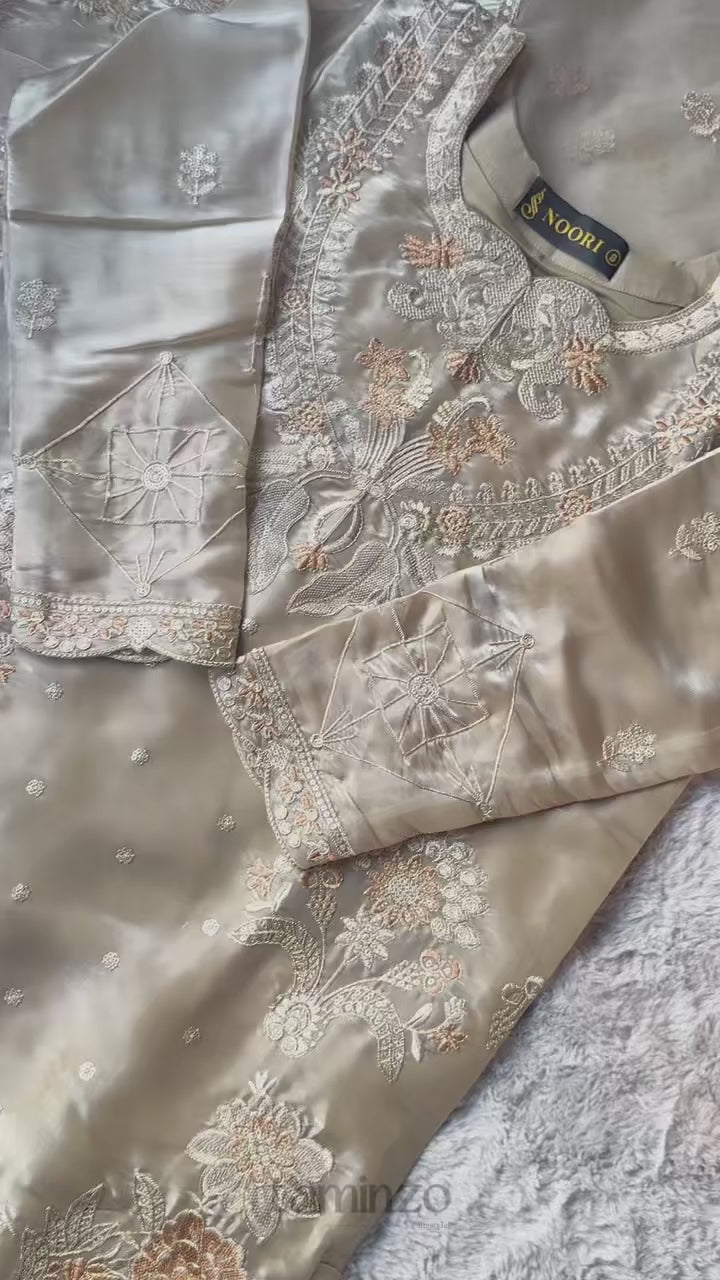 Noori Silk Embroidered Stitched 3-Piece Suit