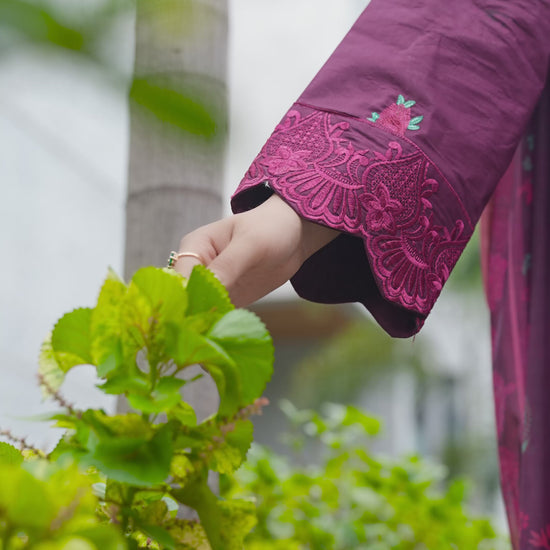 Burgundy Panache Apparel Lawn Embroidered Stitched Suit-Iznik