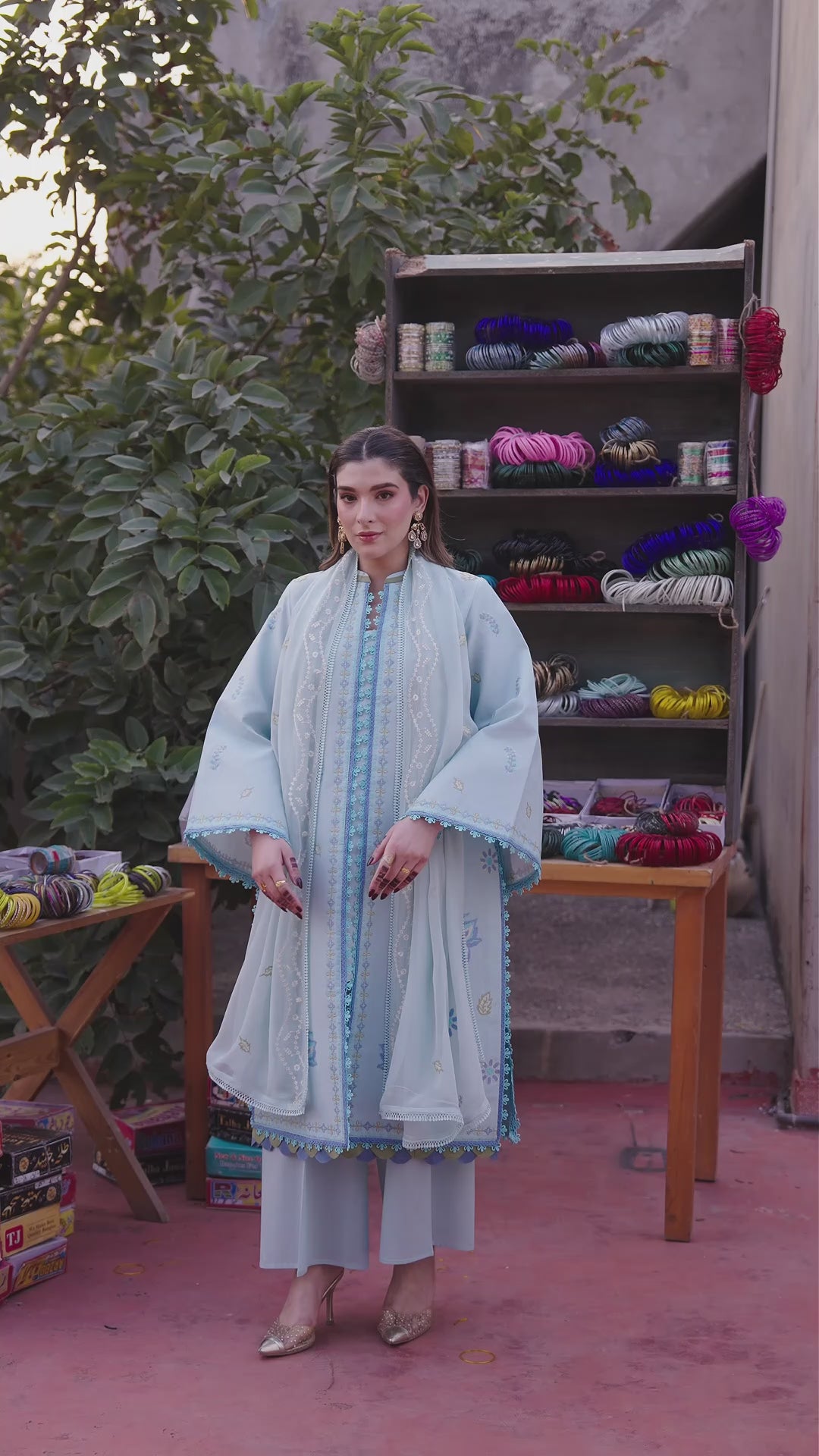 Blue Mahnur Satrangi Lawn '26 Embroidered Unstitched 3-Piece Suit-ST-02