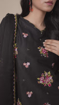 Black Stylish Collection Mahani Lawn Embroidered Stitched 3-Piece Suit-Dilbar