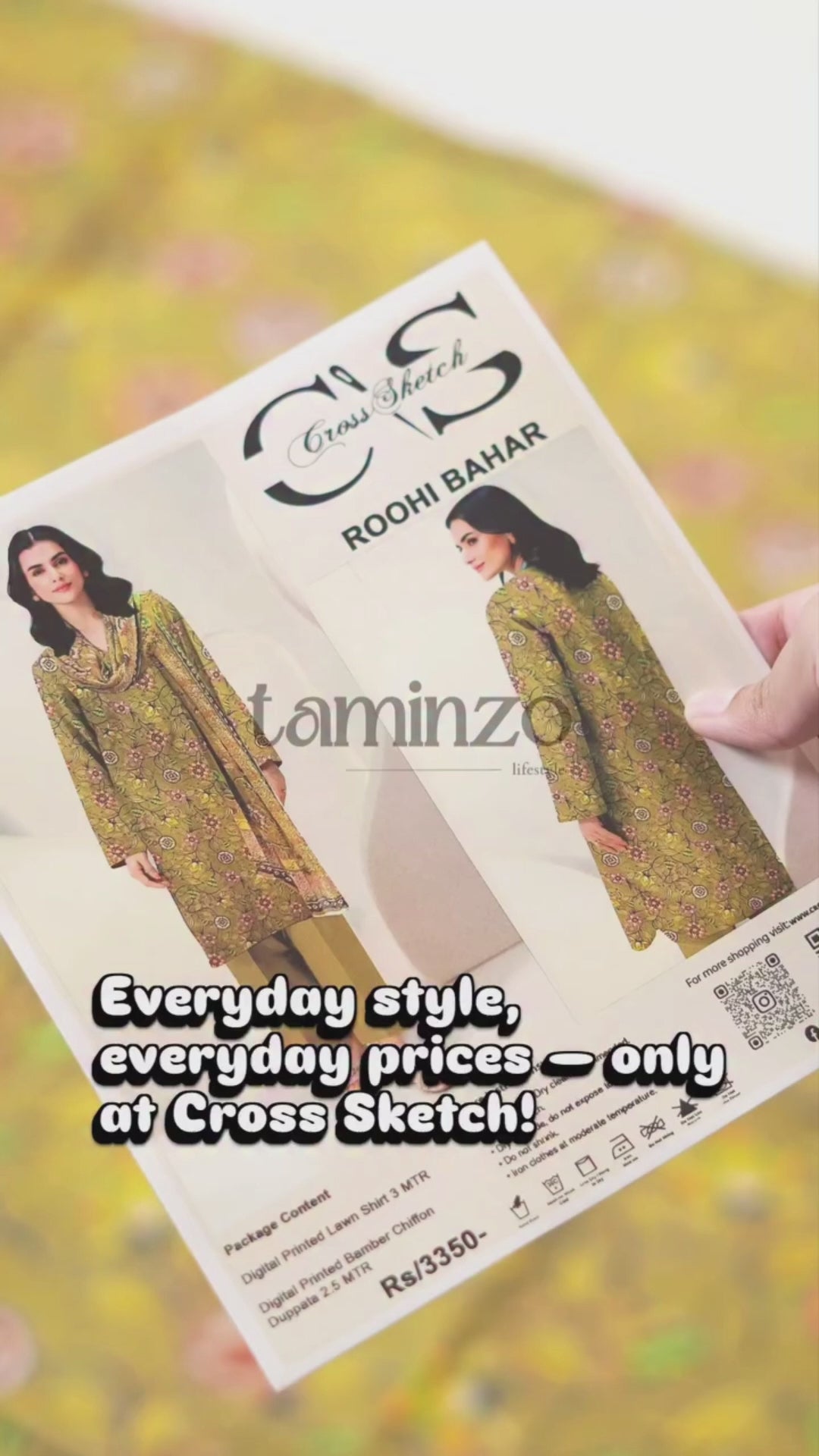 Cross Sketch Lawn Printed Unstitched 2-Piece Suit-Roohi Bahar