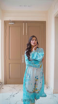 Panache Apparel Dear Summer Silk Lawn Printed Kaftan-Blue Whisper