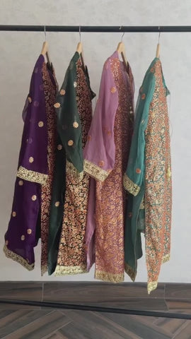 Savarna Chiffon Embroidered Sharara-Maroon-60