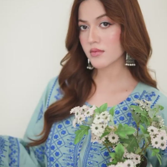 Stylish Collection Cotton Embroidered Stitched 2-Piece Suit-Jugnu Ferozi