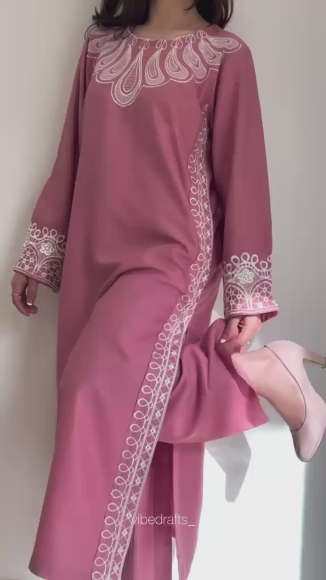Pink-Alina Lime Summer Linen Embroidered Stitched 2-Piece Suit-Gullab