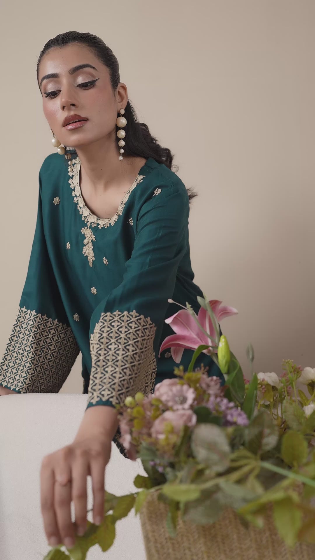 Cream Stylish Collection Mahani Lawn Embroidered Stitched 3-Piece Suit-Yasmeen