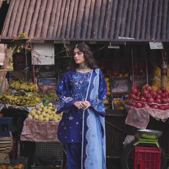 Blue Binilyas Suroor Lawn'26 Embroidered Unstitched 3-Piece Suit-244-B